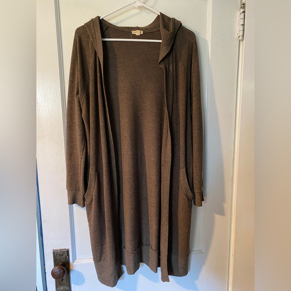 Long hooded cardigan